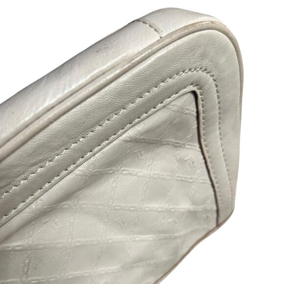 L.A.M.B. Jana Quilted Leather Stripe Clutch Cream Edgy Y2K Designer Bag - Picture 7 of 15